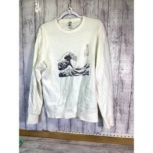 Uniqlo Hokusai Blue Ukiyo-e Masters Long Sleeve Crewneck Sweatshirt size - M